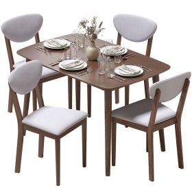 5-Piece Dining Table Set for 4, Mid-Century Modern Kitchen Table and Chairs, Light Gray 5-Piece Dining Table Set for 4, Mid-Century Modern Kitchen Table and Chairs, Light Gray